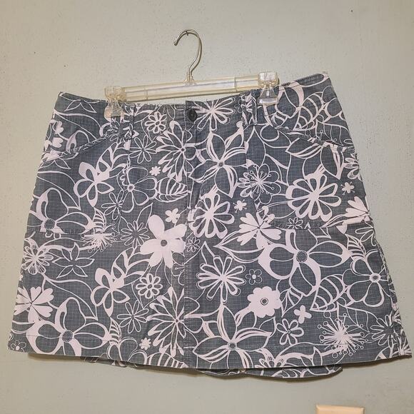 Gloria Vanderbilt Green Floral Print Pleated Cotton Golf Skort Skirt‎ Women's 14 - Picture 1 of 6
